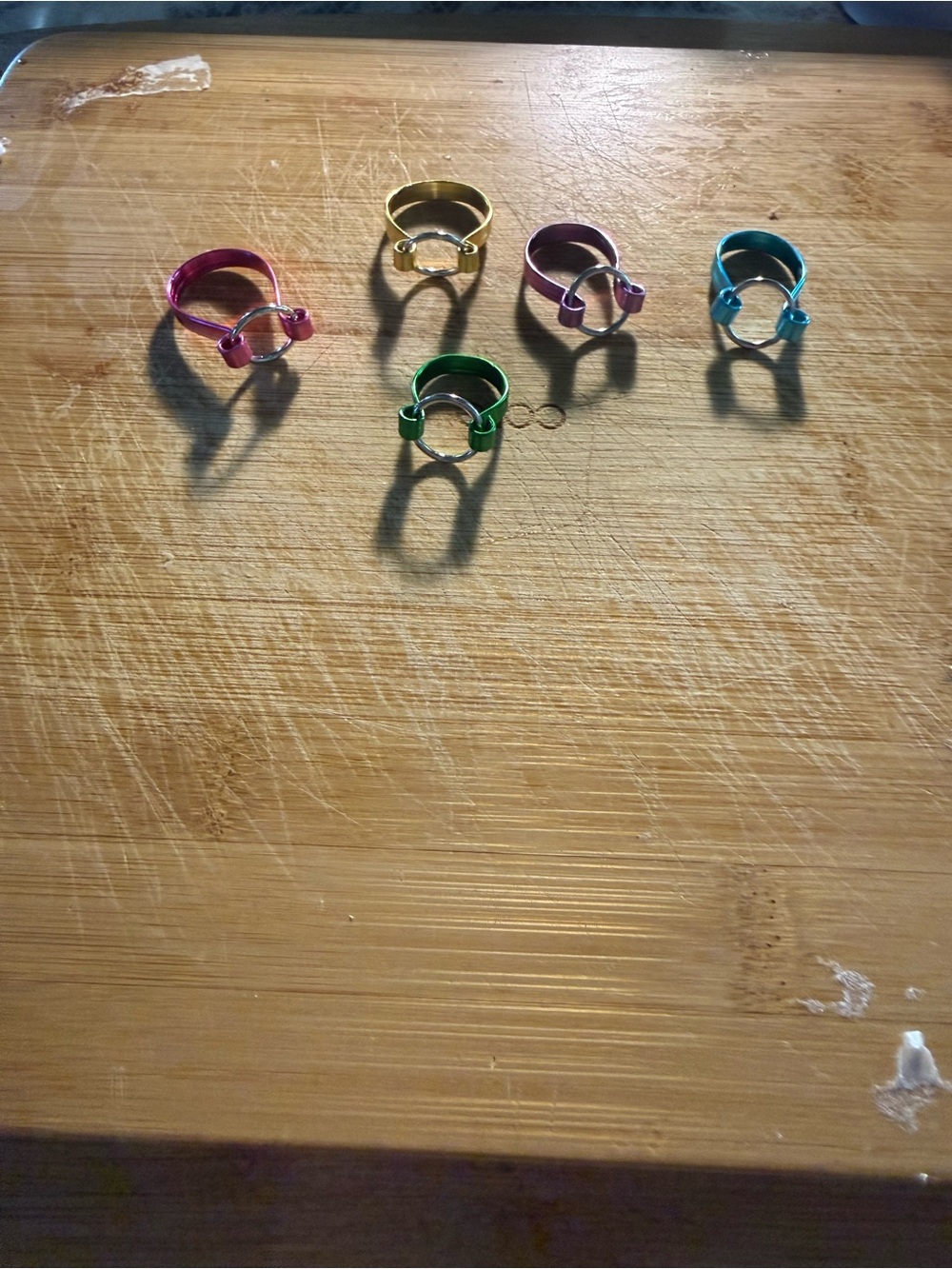 Adjustable Colorful Stackable Ring Set - Pink, Gold, Purple, Green, Blue